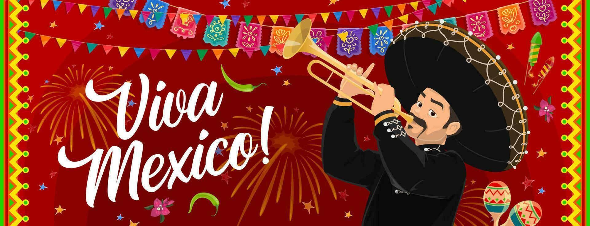 Mariachi músico, Viva México, independencia día vector