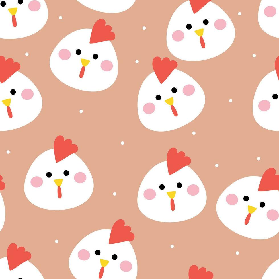 Cute chicken cartoon seamless pattern. cute animal wallpaper illustrations for gift wrapping paper vector