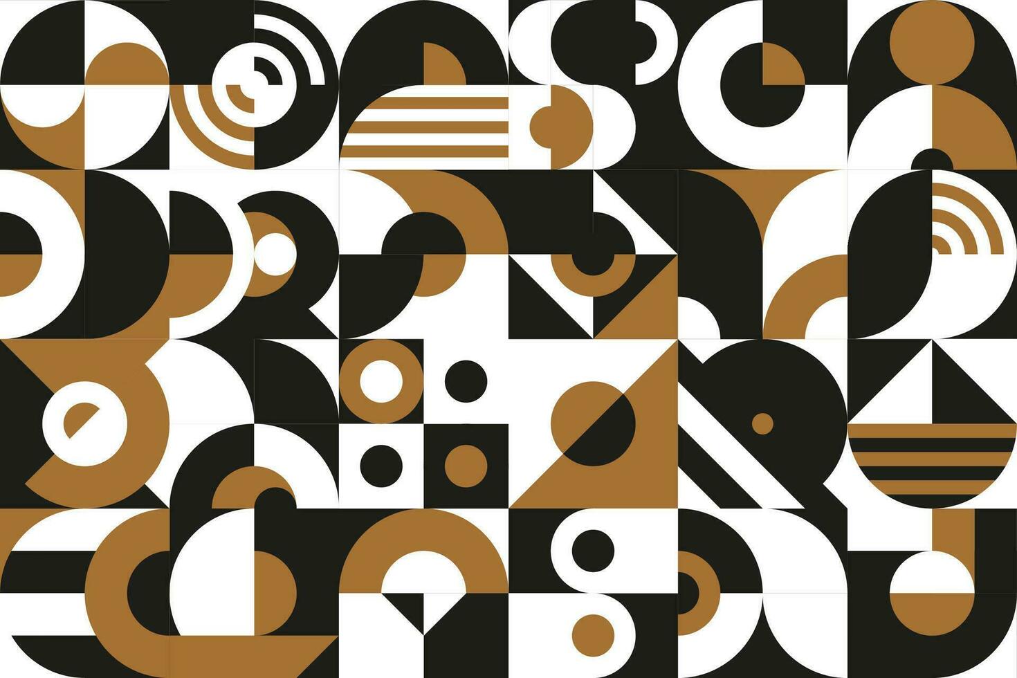 Abstract golden, black and white Bauhaus pattern vector