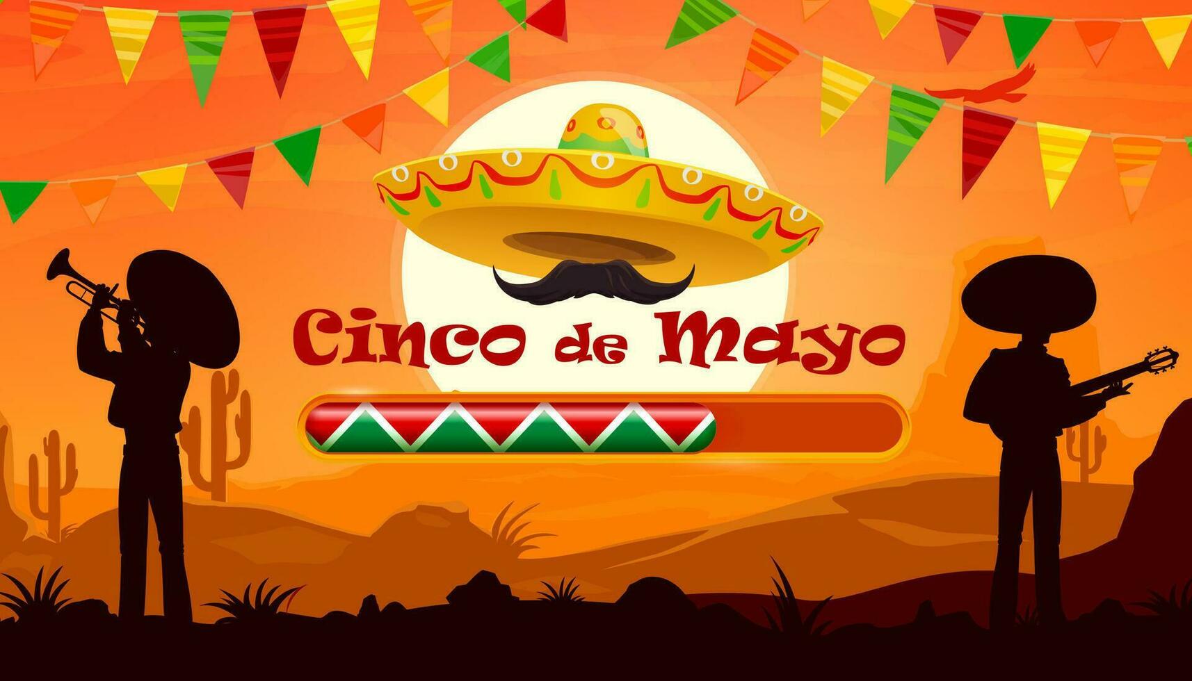 Cinco de Mayo mexican holiday loading banner vector