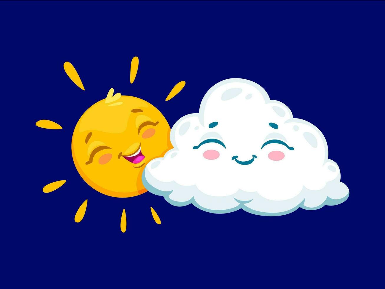 Cartoon cloud and sun weather Vector characters
