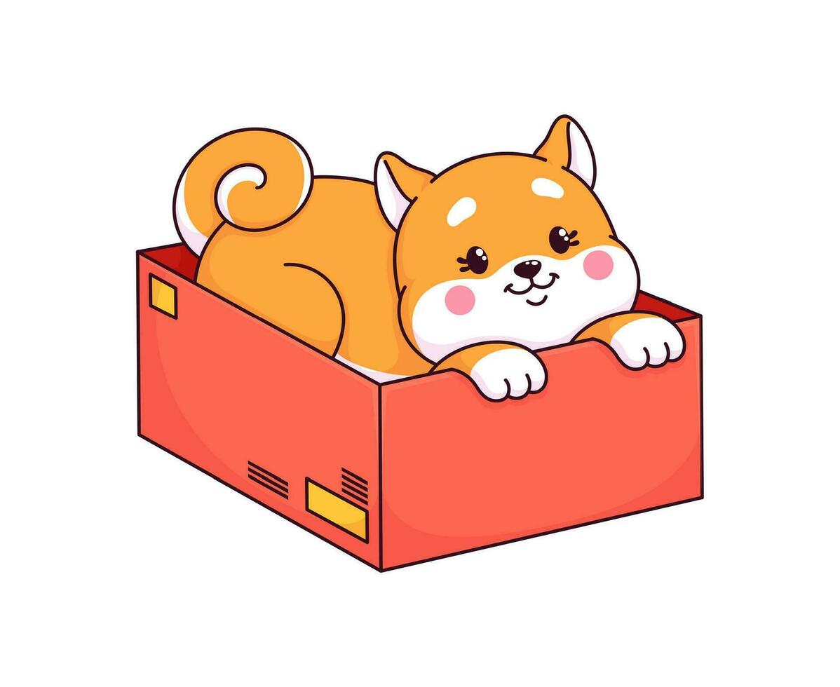 dibujos animados shiba inu perro, adorable perrito personaje vector