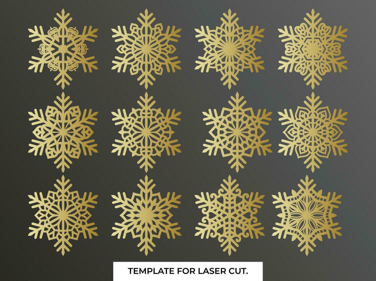 Set of laser cutting openwork snowflakes. Vector silhouette of christmas decoration. Template for paper isolated on blue background. Stencil for scrapbooking, carved wood.