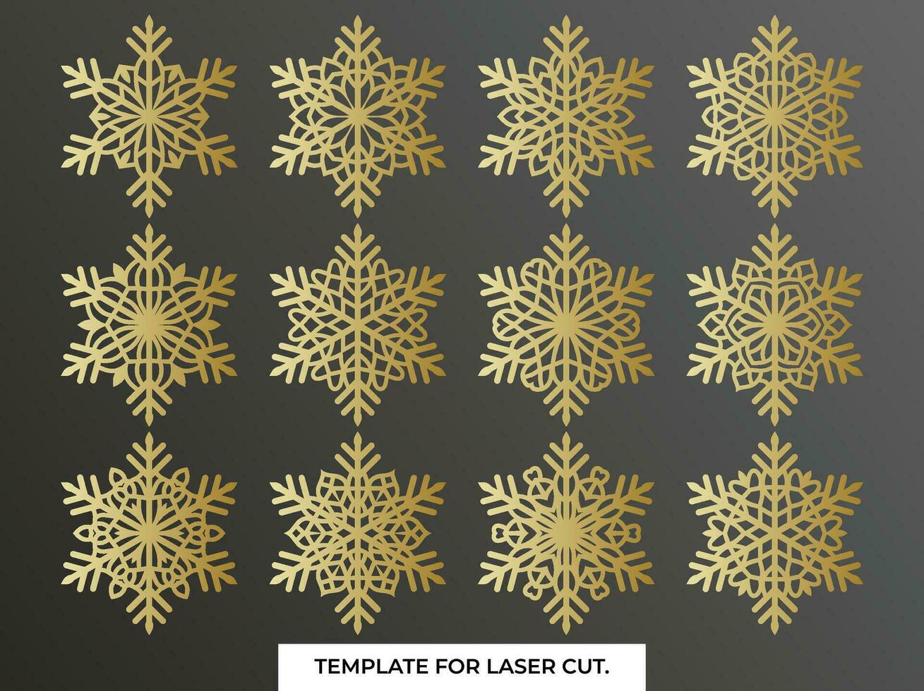 Set of laser cutting openwork snowflakes. Vector silhouette of christmas decoration. Template for paper isolated on blue background. Stencil for scrapbooking, carved wood.