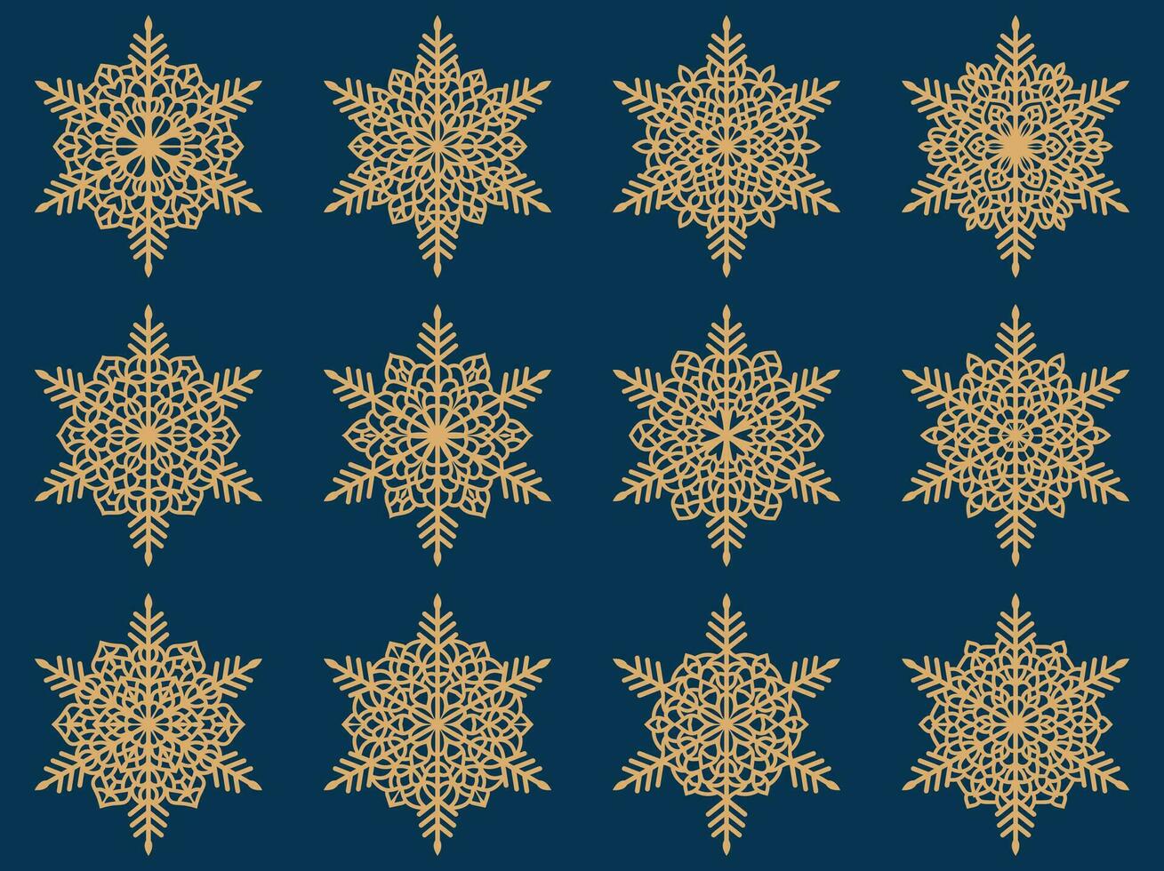 conjunto de láser corte calado copos de nieve. vector silueta de Navidad decoración. modelo para papel aislado en azul antecedentes. plantilla para álbum de recortes, tallado madera.