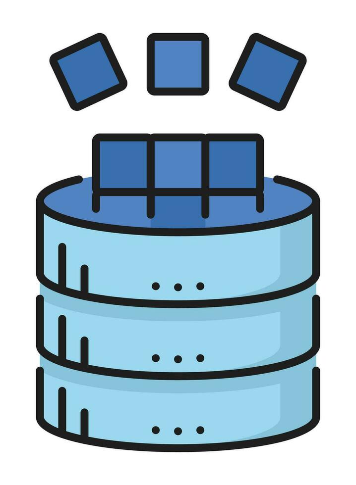 Data server color icon, database storage network vector