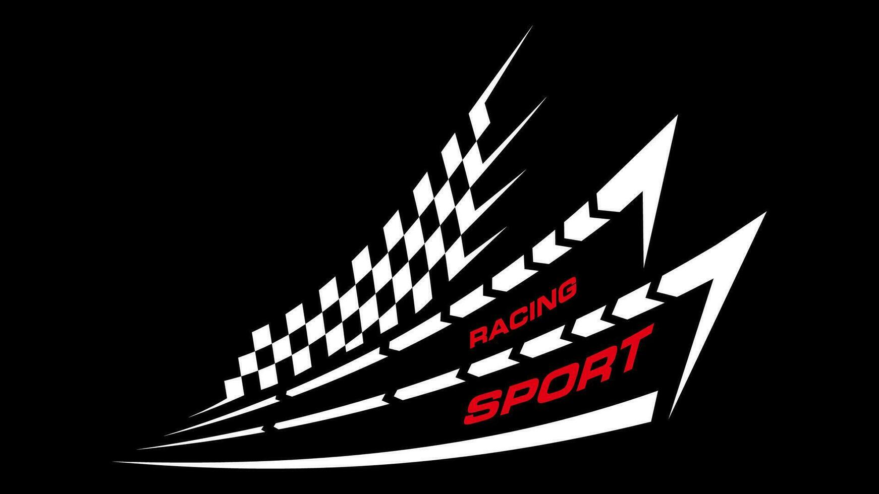 Sport racing emblem, checkered flag, car race vector