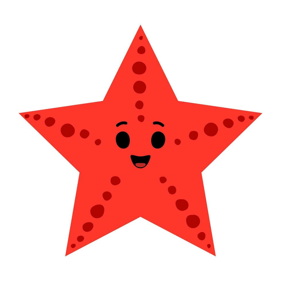 Cartoon starfish animal character with math shape vector