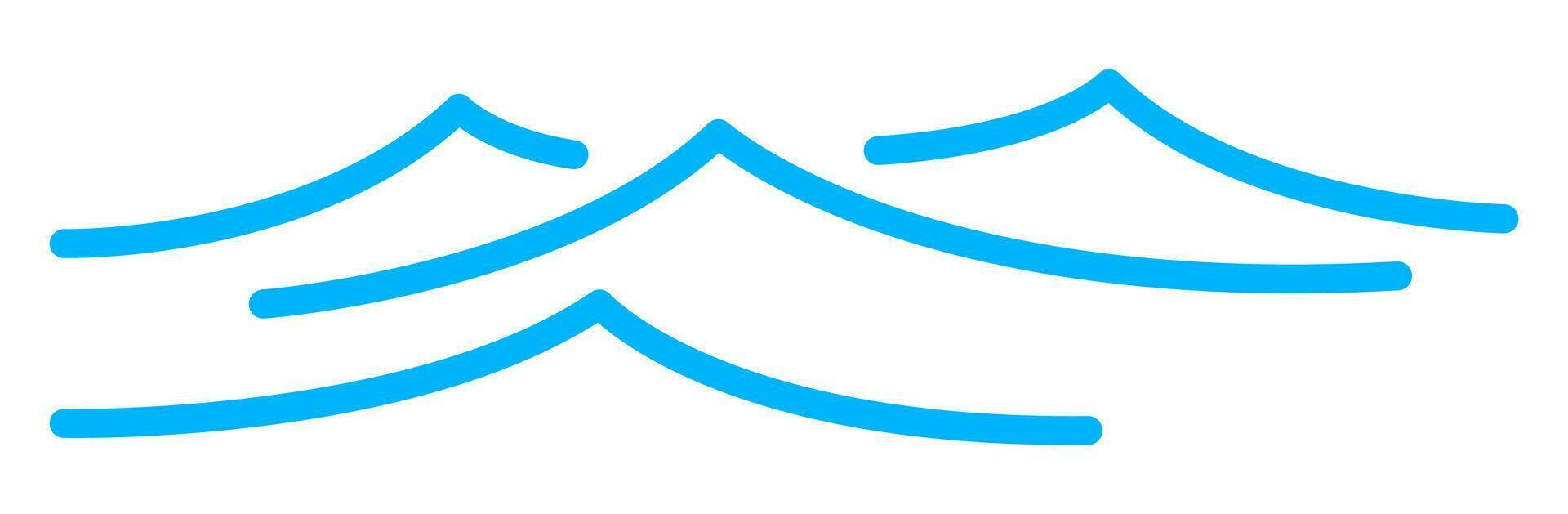 Wave thin line icon, sea and ocean ripple water vector
