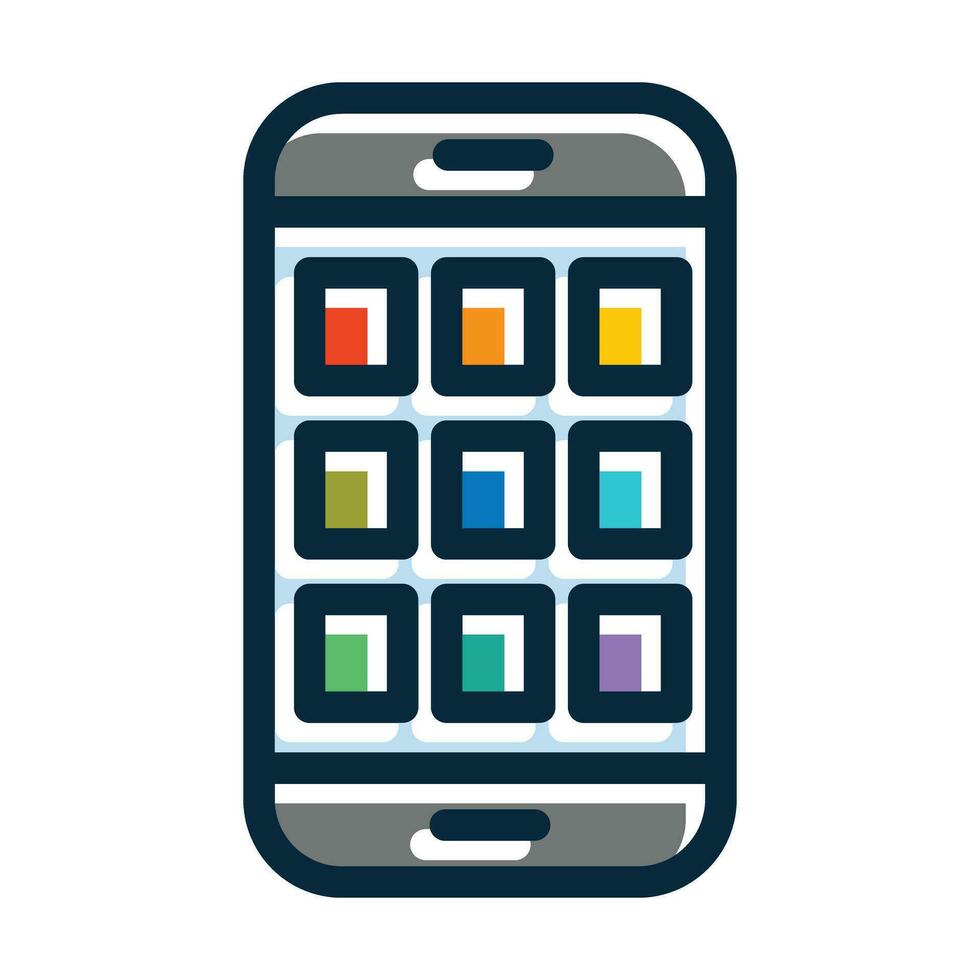 Mobile App Vector Thick Line Filled Dark Colors