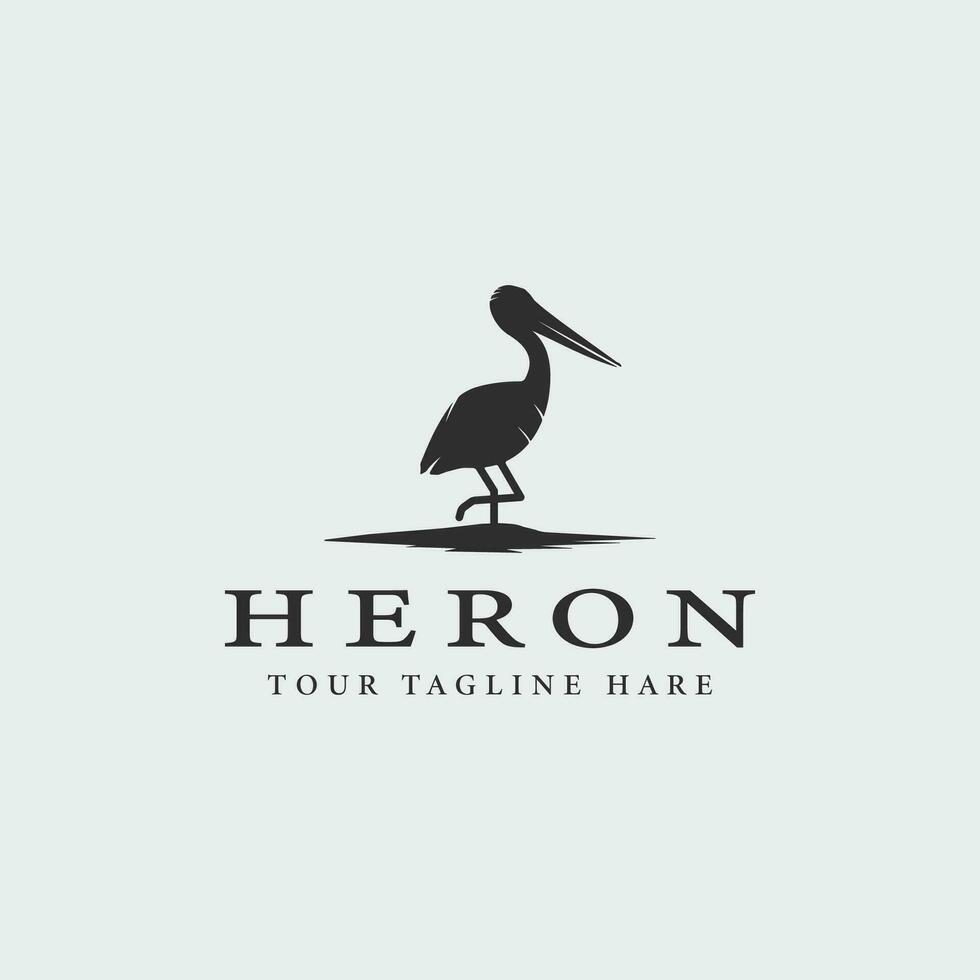 heron bird logo vintage vector illustration template icon graphic design