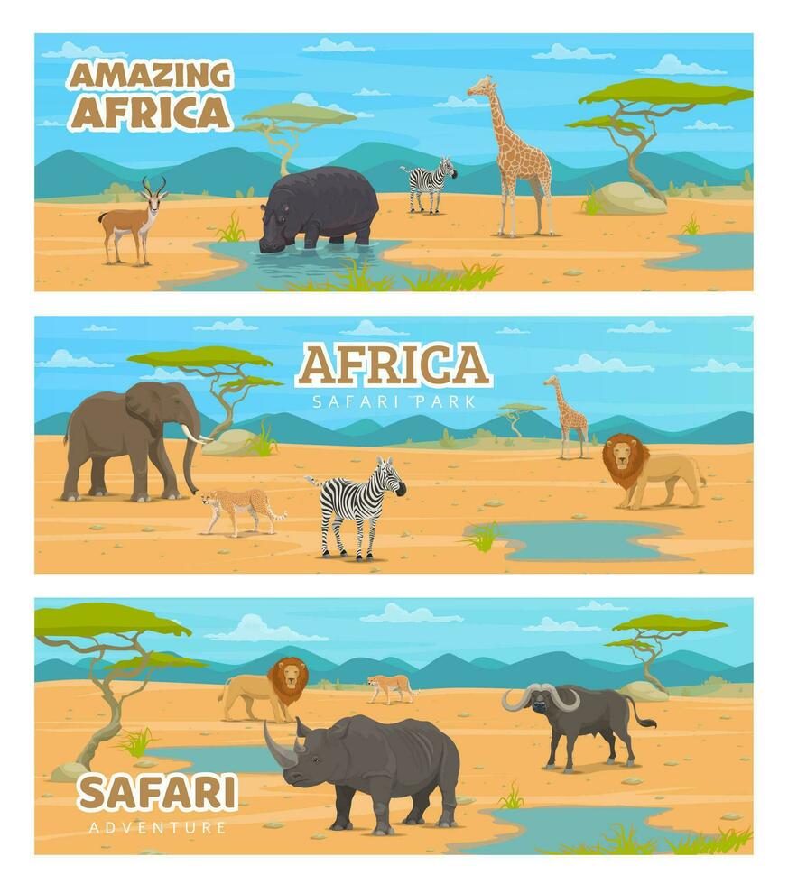 safari parque o caza deporte, africano animales vector