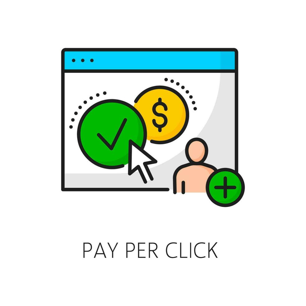 Pay per click SEM, search engine marketing icon vector