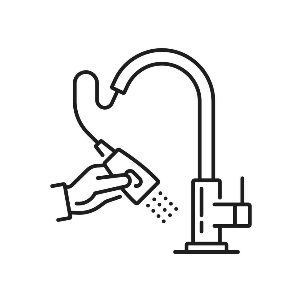 Tap kitchen, bathroom pull down faucet line icon vector