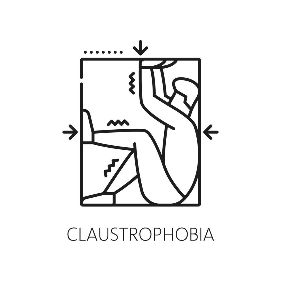 Human claustrophobia phobia, mental health icon vector