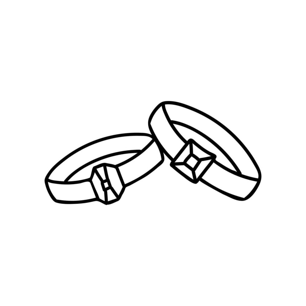 Two Doodle Engagement Rings on a white background. vector