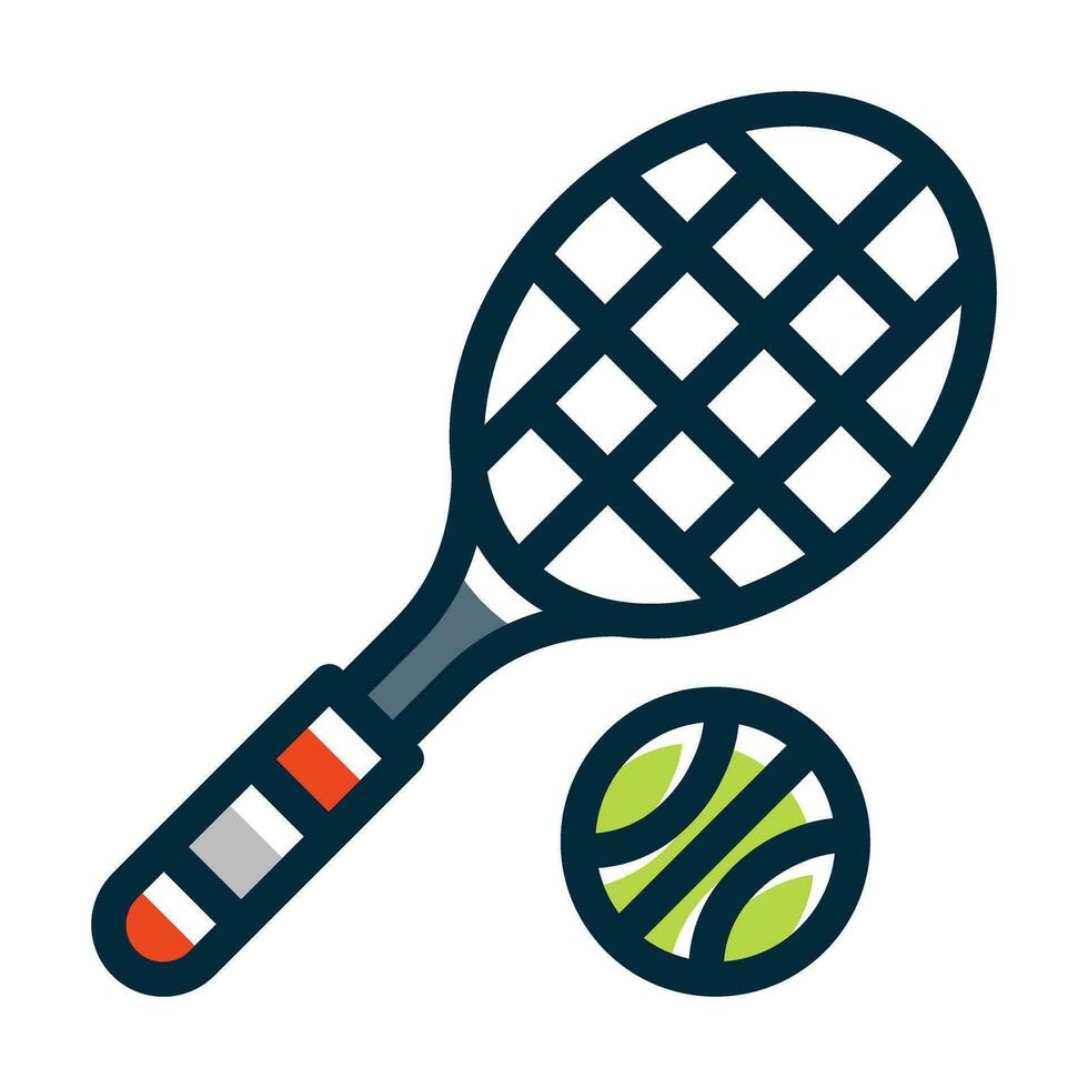 Tennis Vector Thick Line Filled Dark Colors