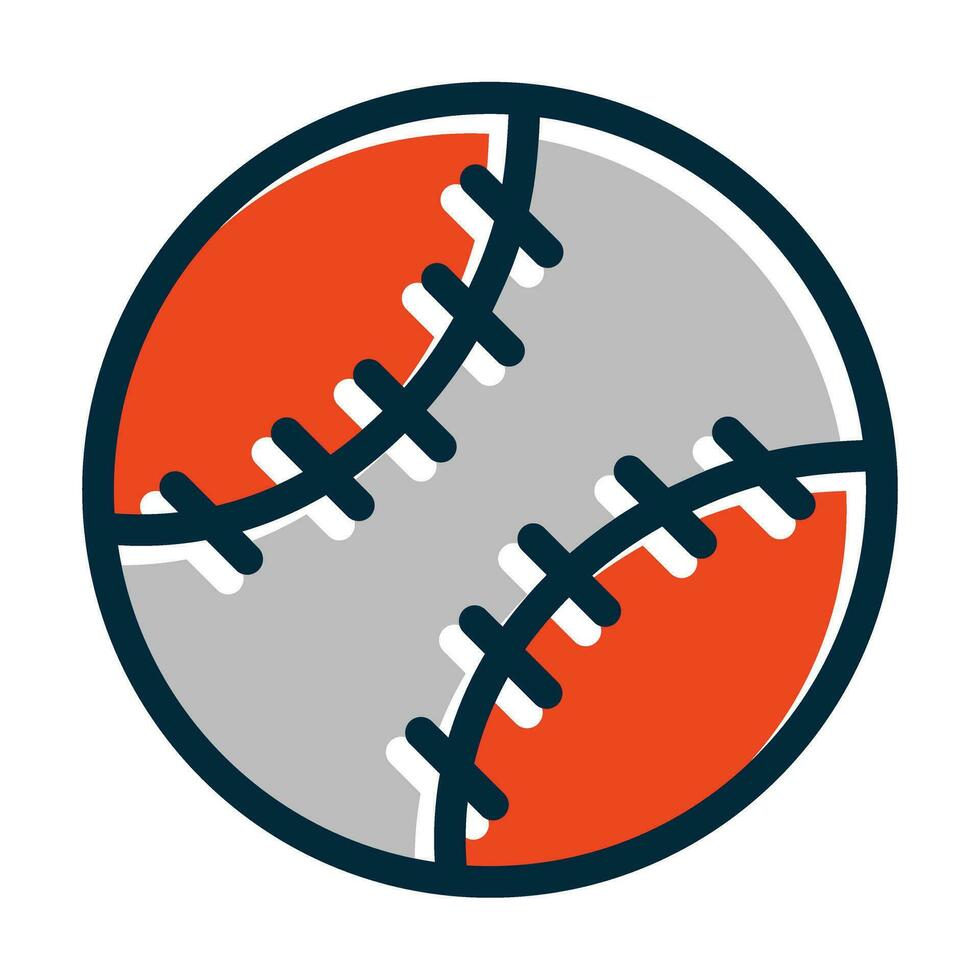 Baseball Vector Thick Line Filled Dark Colors