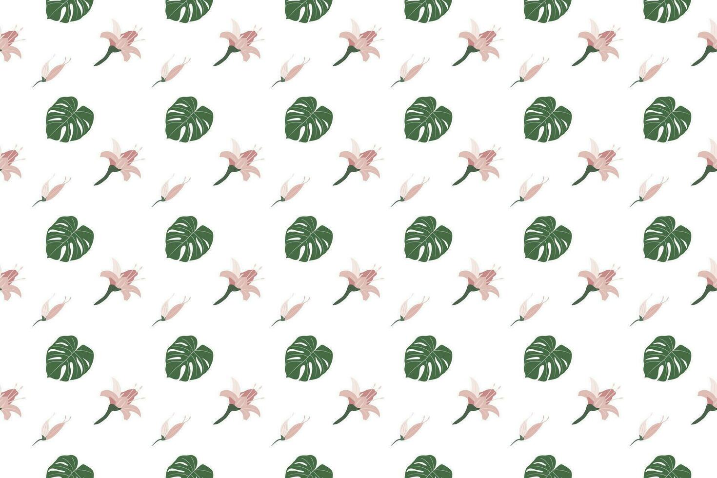 Monstera leaf arrangement as seamless pattern background vector