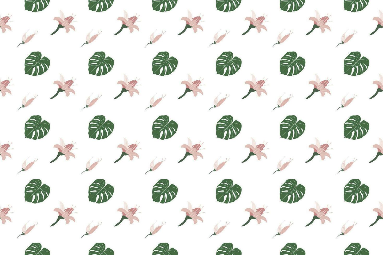 Monstera leaf arrangement as seamless pattern background vector