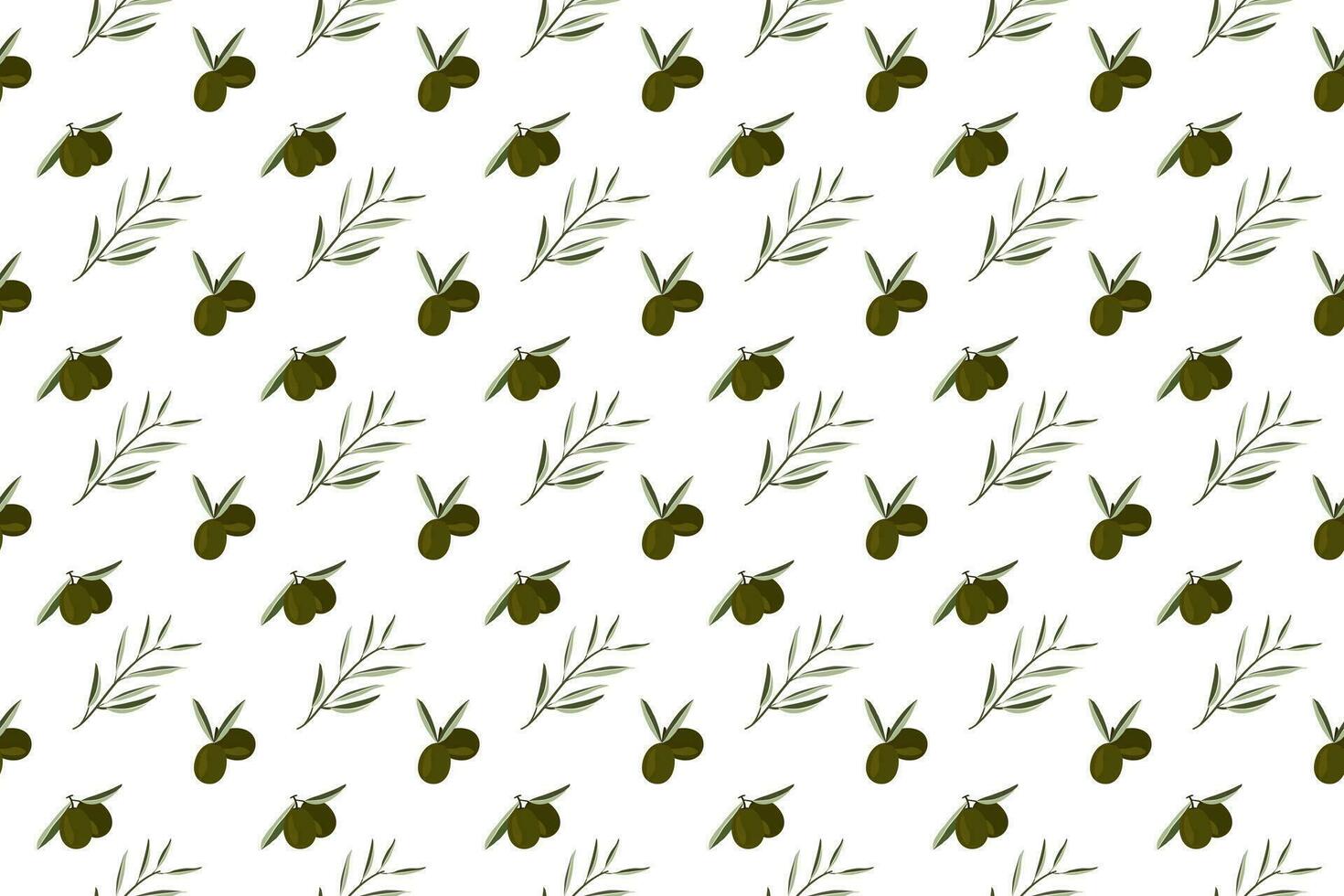 olive fruit and leaf isolated as seamless pattern background vector
