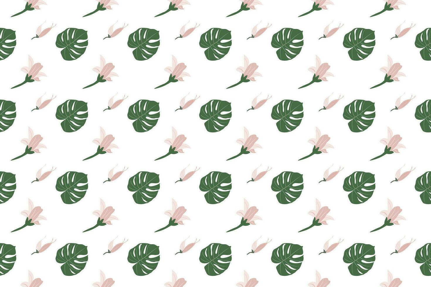 monstera leaf isolated as seamless pattern background vector