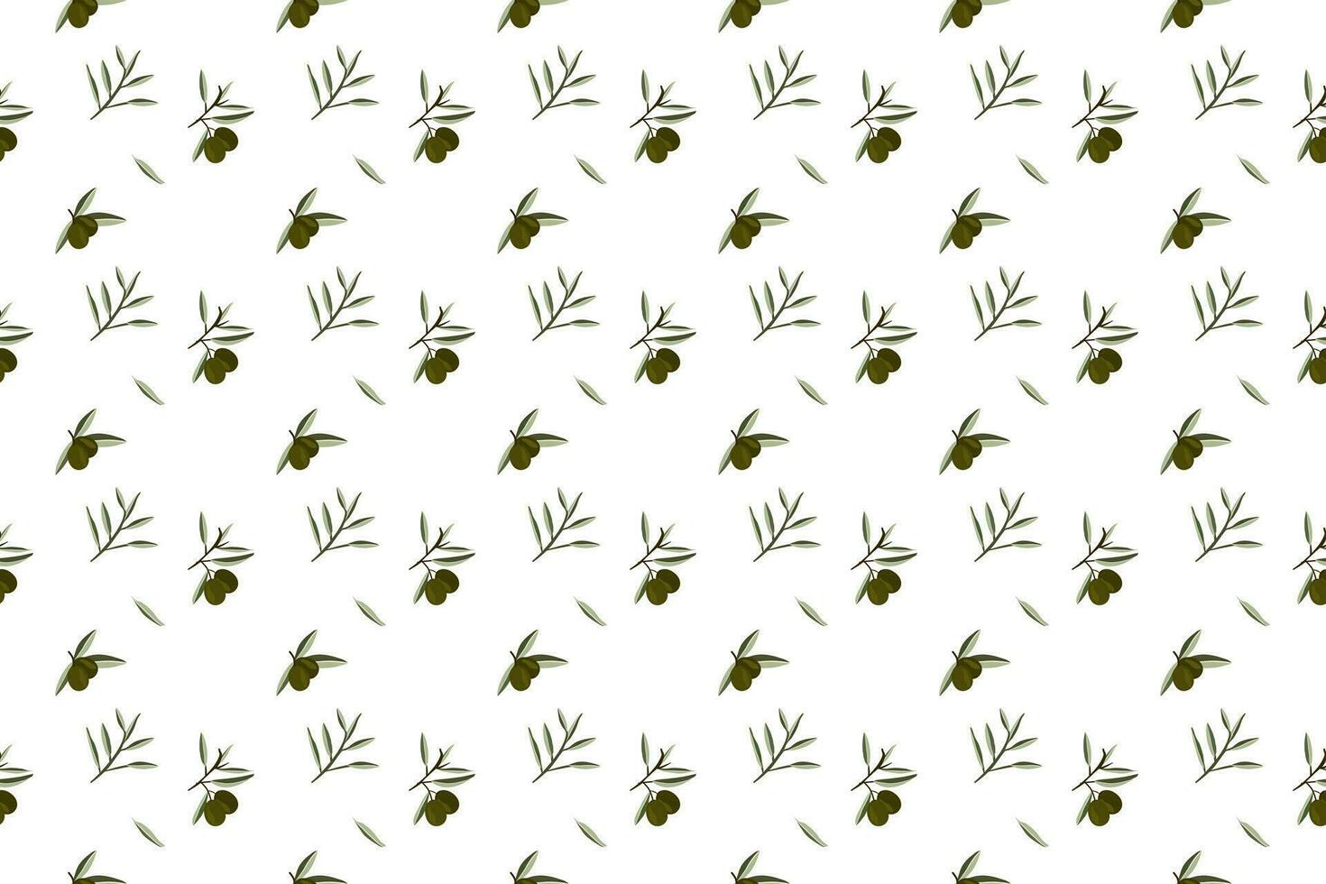 Olive bouquet with green leaf as seamless pattern background vector