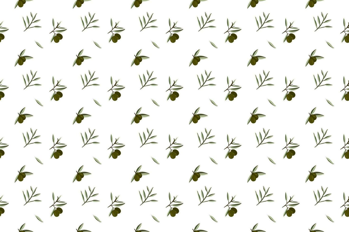 Olive bouquet with green leaf as seamless pattern background vector