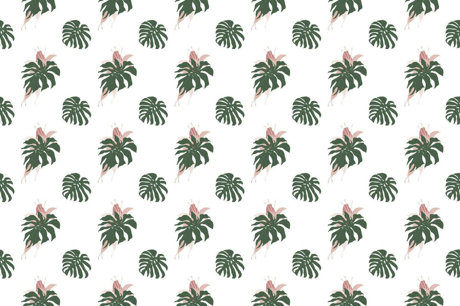 Monstera green leaves as seamless pattern background vector