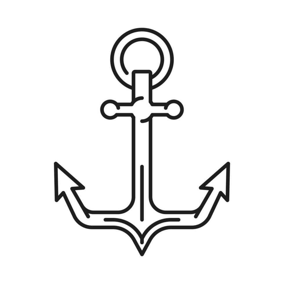 Marine ship or vessel anchor outline icon or sign vector