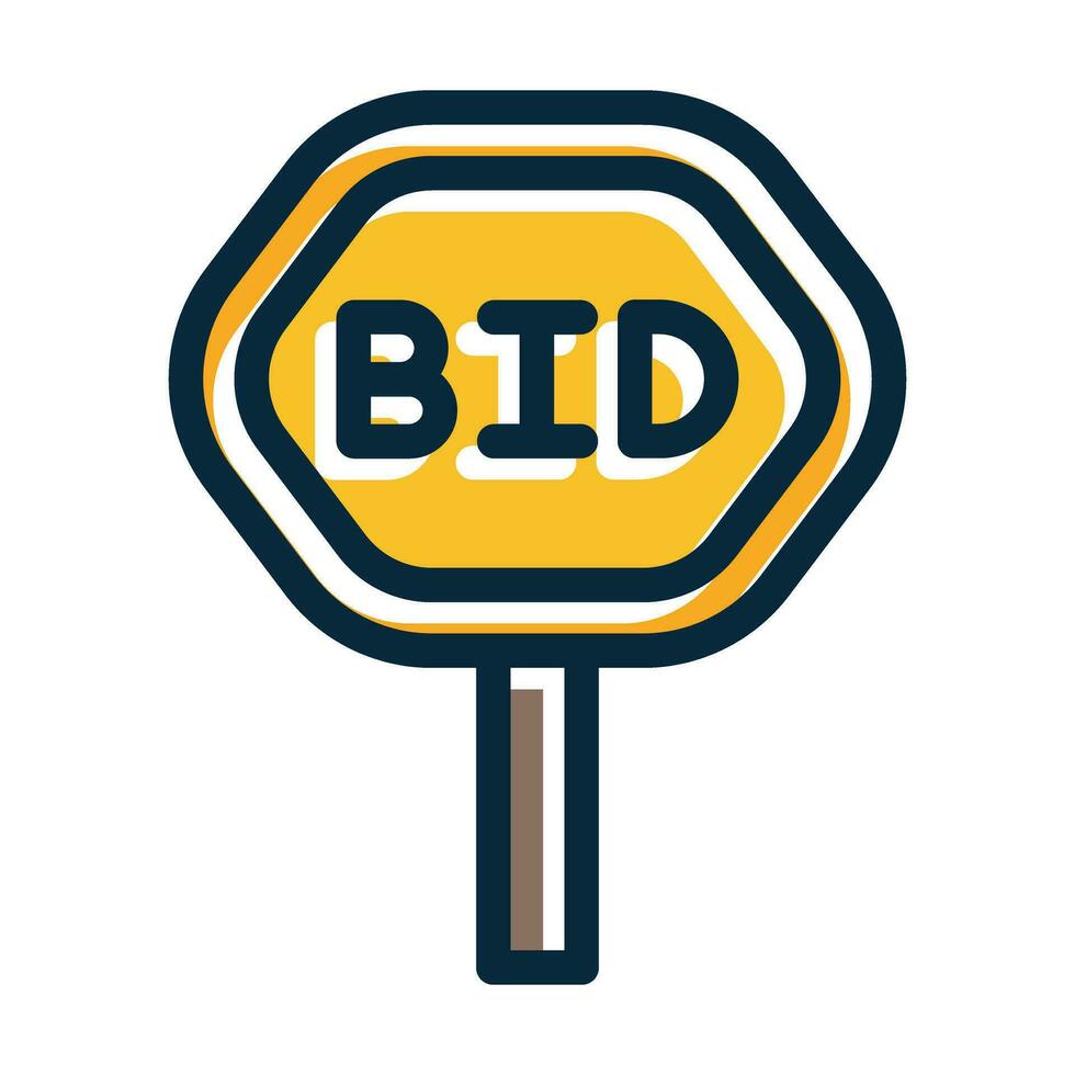 Bidding Vector Thick Line Filled Dark Colors