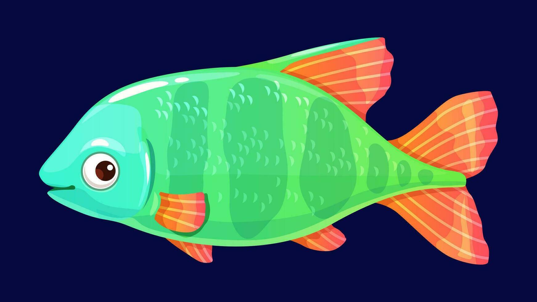 dibujos animados acuario pescado gracioso personaje mascota vector