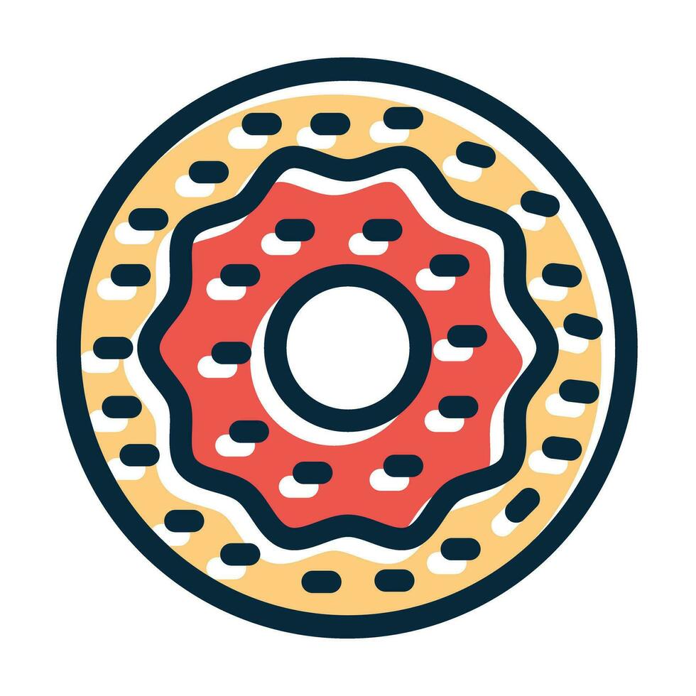 Donut Vector Thick Line Filled Dark Colors