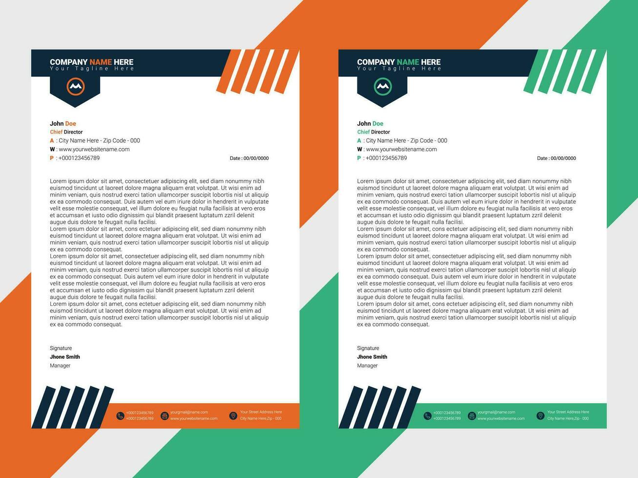 Corporate letterhead design template. Modern and creative letterhead template set.Orange And Green vector