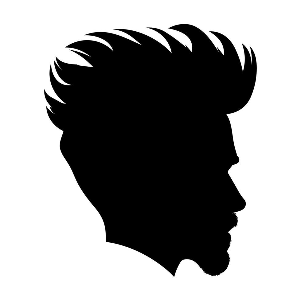 copete Corte de pelo silueta vector gratis, hombres pelo cortar vector, de moda elegante masculino peinado silueta