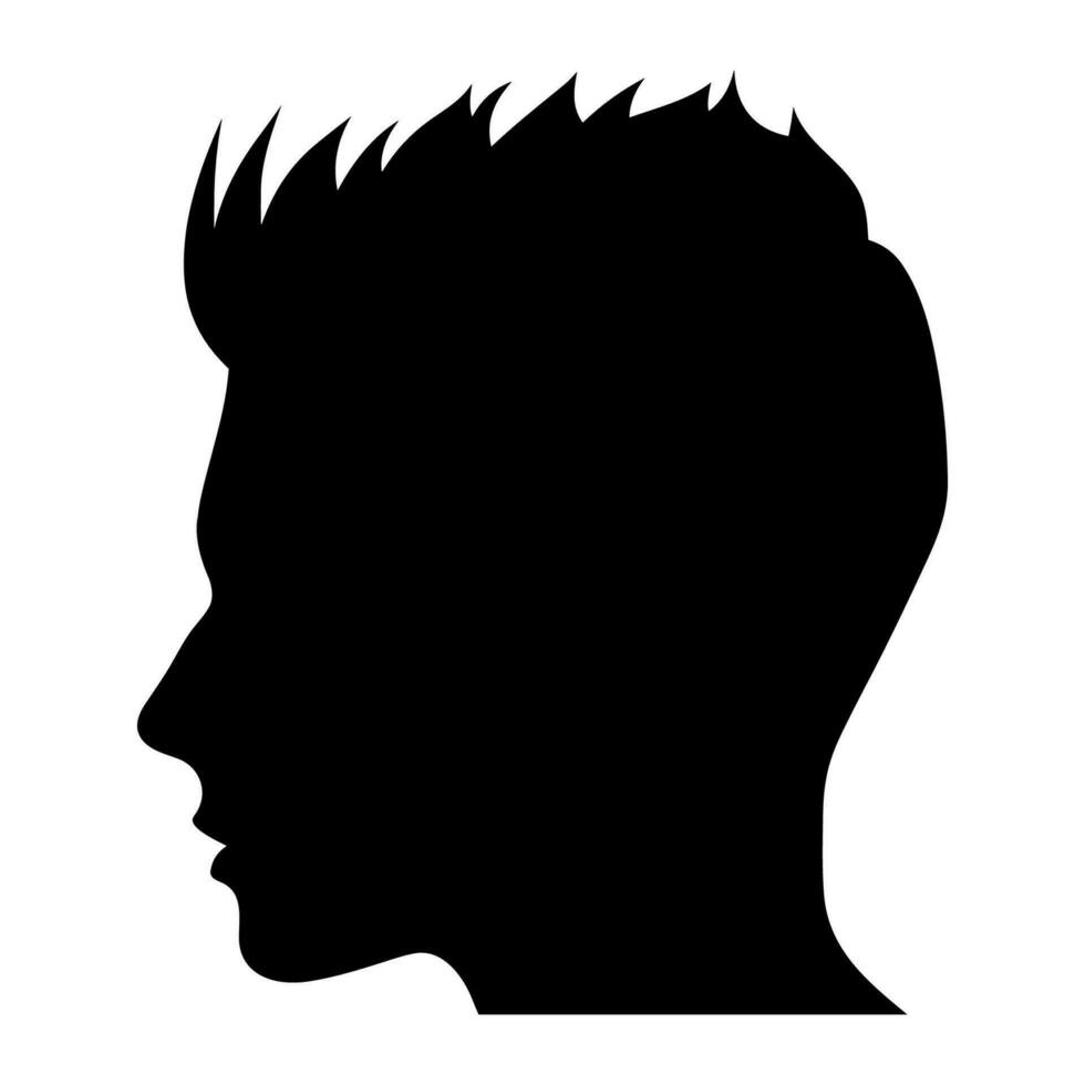 Crew Cut hair Silhouette isolated on a white background, Men hair cut Vector, Crew haircut Vector