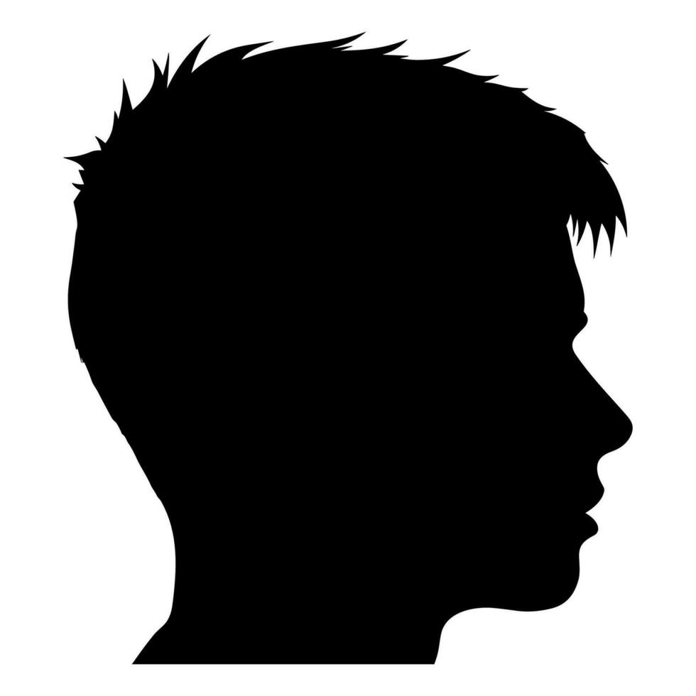 Crew Cut hair Silhouette isolated on a white background, Men hair cut Vector, Crew haircut Vector