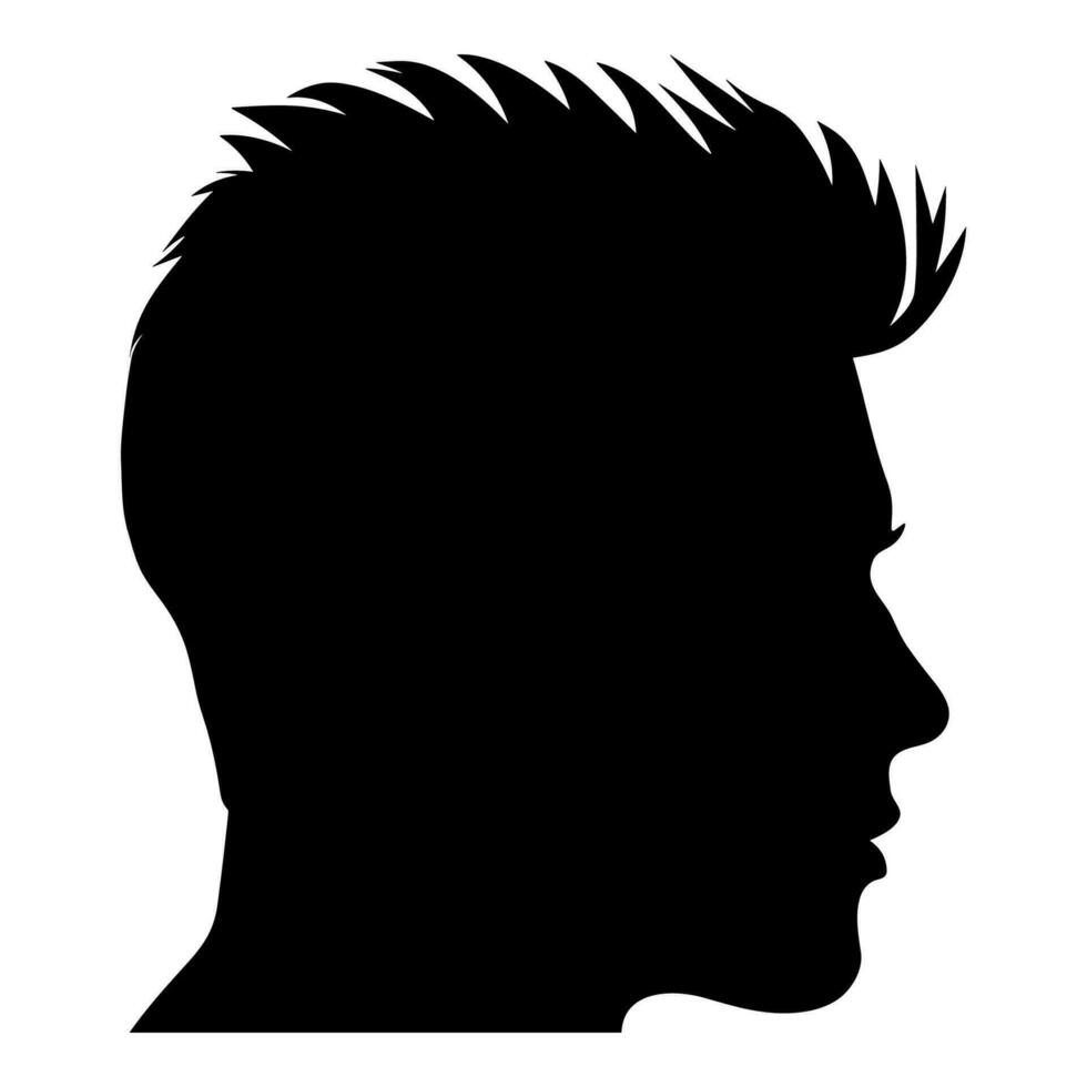 Crew Cut hair Silhouette isolated on a white background, Men hair cut Vector, Crew haircut Vector