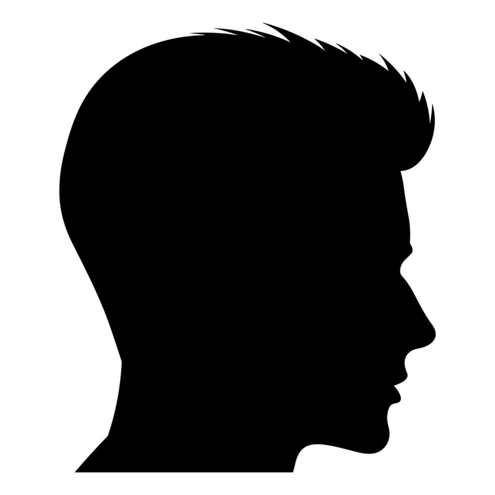 Crew Cut hair Silhouette isolated on a white background, Men hair cut Vector, Crew haircut Vector