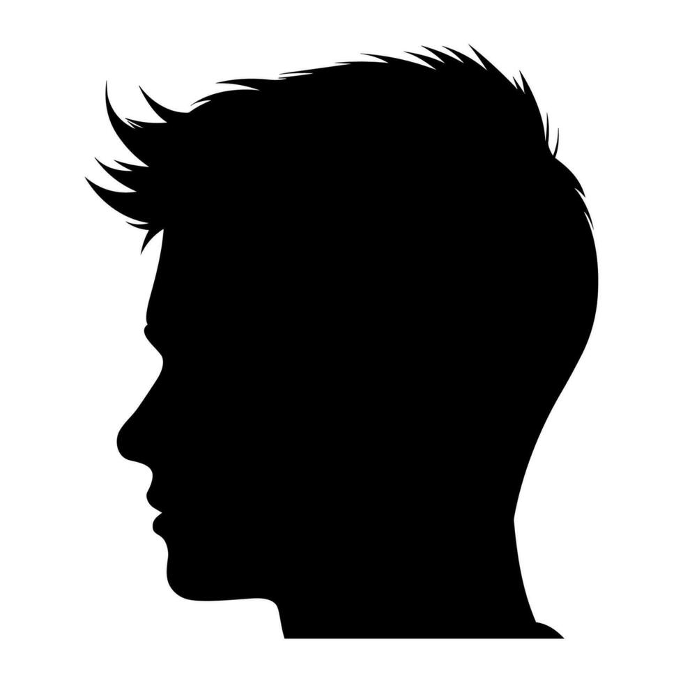 Crew Cut hair Silhouette isolated on a white background, Men hair cut Vector, Crew haircut Vector