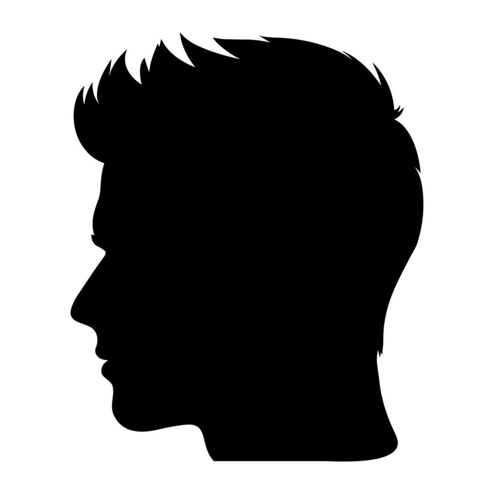 Crew Cut hair Silhouette isolated on a white background, Men hair cut Vector, Crew haircut Vector