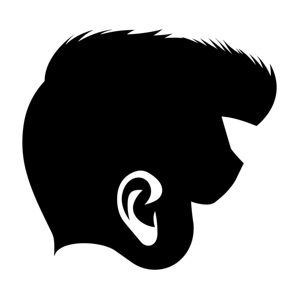 Crew Cut hair Silhouette isolated on a white background, Men hair cut Vector, Crew haircut Vector