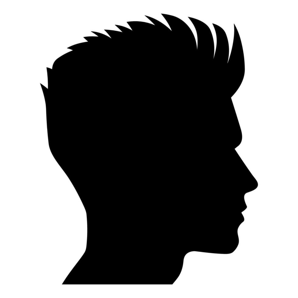 Crew Cut hair Silhouette isolated on a white background, Men hair cut Vector, Crew haircut Vector