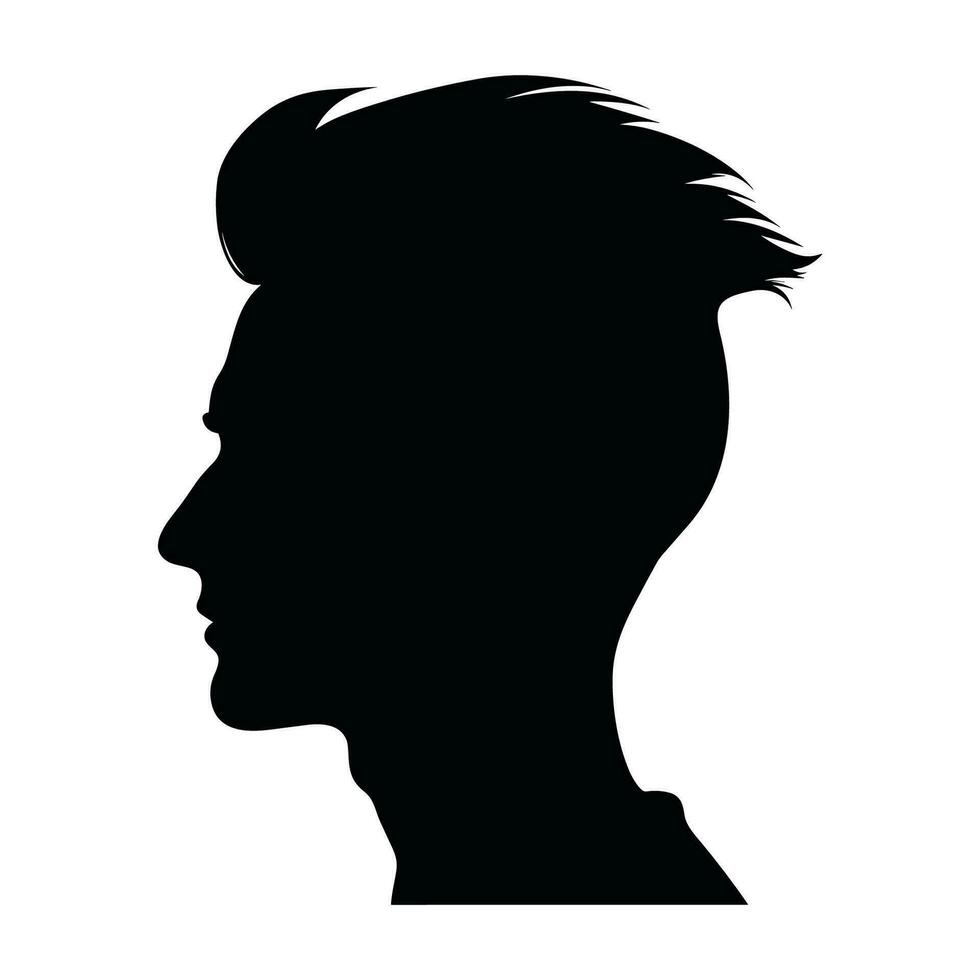 Fade haircut Silhouette clipart, Men hair cut Vector, Trendy stylish Male hairstyle Silhouette vector