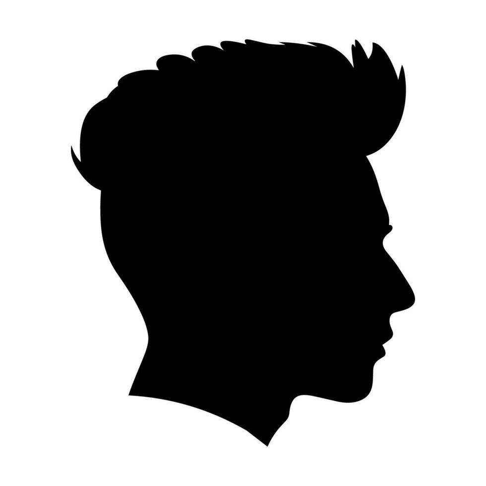 copete Corte de pelo silueta clipart, hombres pelo cortar vector, de moda elegante masculino peinado silueta vector