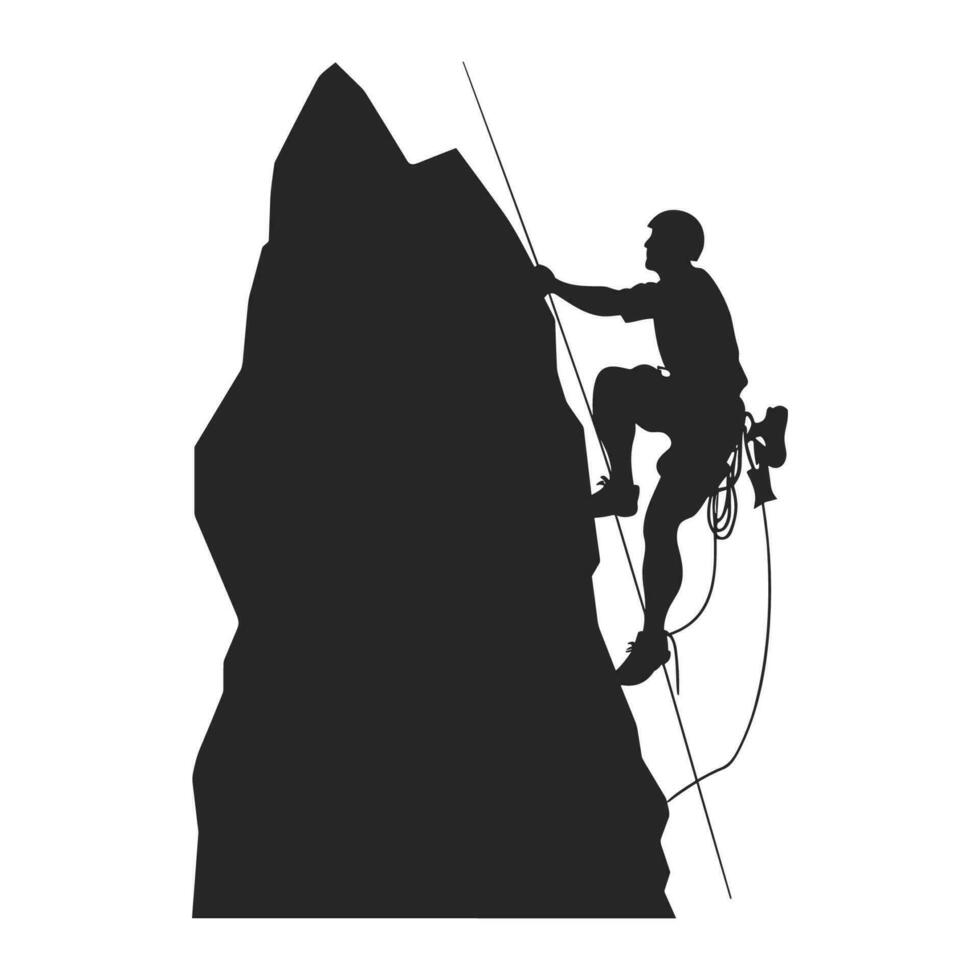 Mountain Climber Vector Silhouette Free, Rock climber black silhouette isolated on a white Background