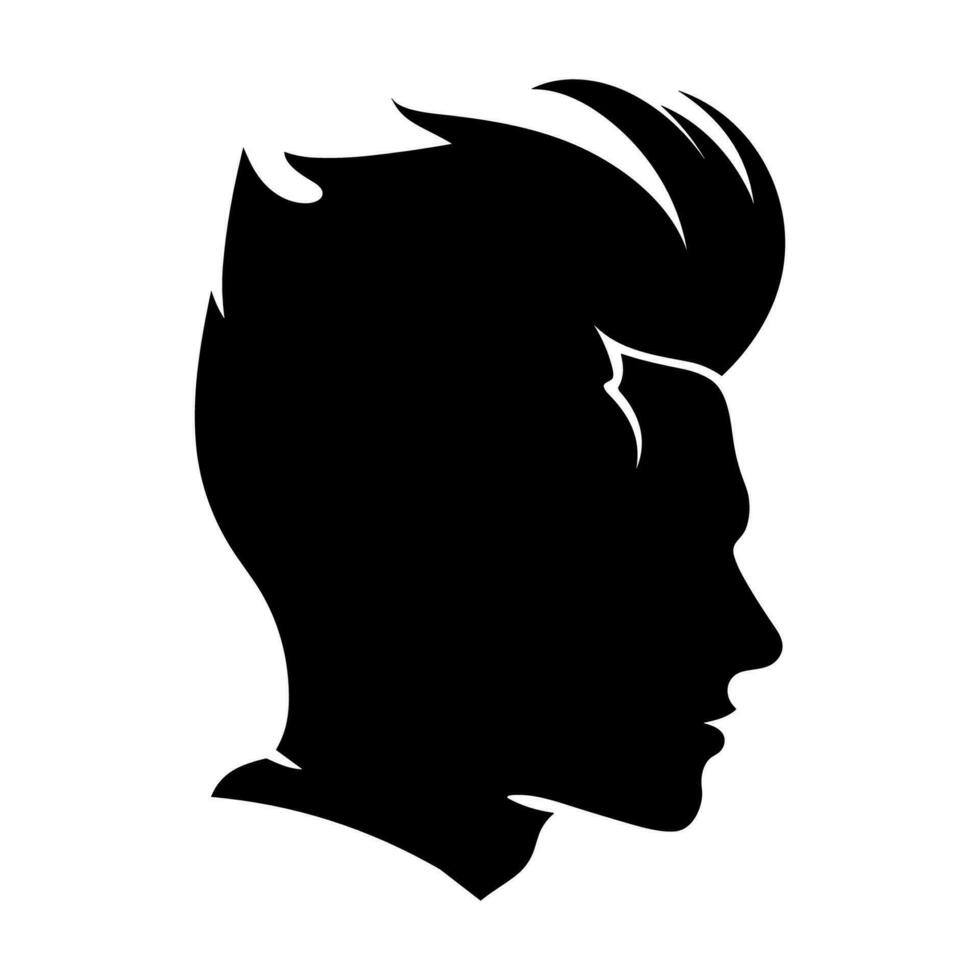 Pompadour haircut Silhouette clipart, Men hair cut Vector, Trendy stylish Male hairstyle Silhouette vector