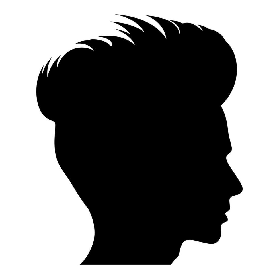 copete Corte de pelo silueta clipart, hombres pelo cortar vector, de moda elegante masculino peinado silueta vector