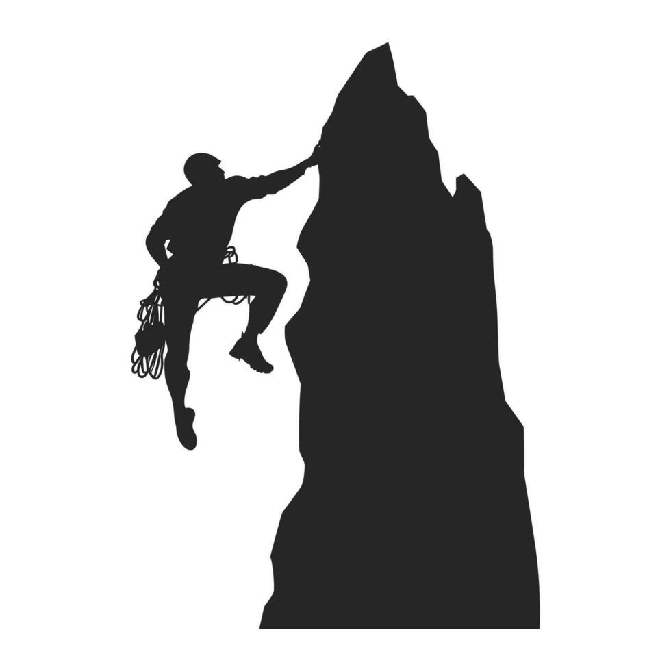 Mountain Climber Vector Silhouette Free, Rock climber black silhouette isolated on a white Background