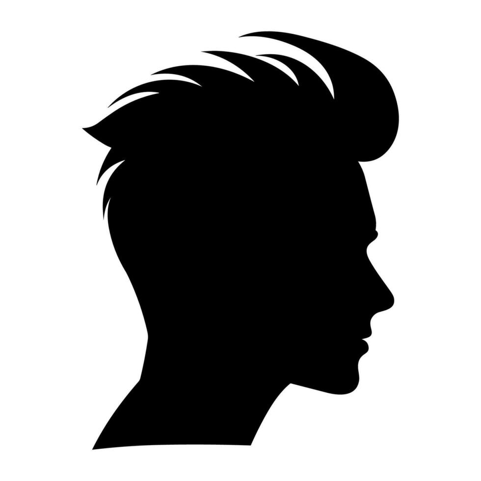 copete Corte de pelo silueta clipart, hombres pelo cortar vector, de moda elegante masculino peinado silueta vector